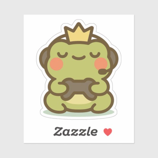 Sticker pour grenouille Kawaii Gamer (Feuille)