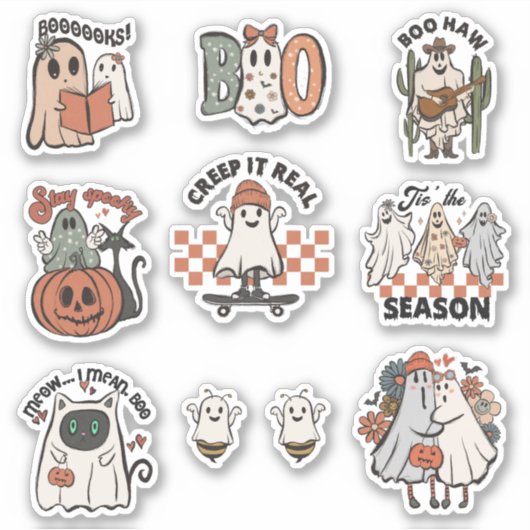 Sticker pour Halloween rétro mignon (Devant)