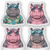 Sticker pour hippo amusant Pack Cool Hippopotames (Devant)
