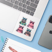 Sticker pour hippo amusant Pack Cool Hippopotames (Ordinateur portable avec iPhone)