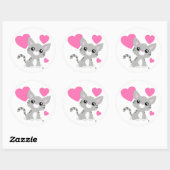 Sticker pour Kitty gris de la Saint-Valentin (Feuille)