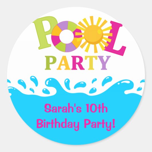 Sticker pour la fête d'anniversaire de la piscine  (Devant)