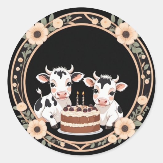 Sticker pour la fête d'anniversaire de la vache tr (Devant)