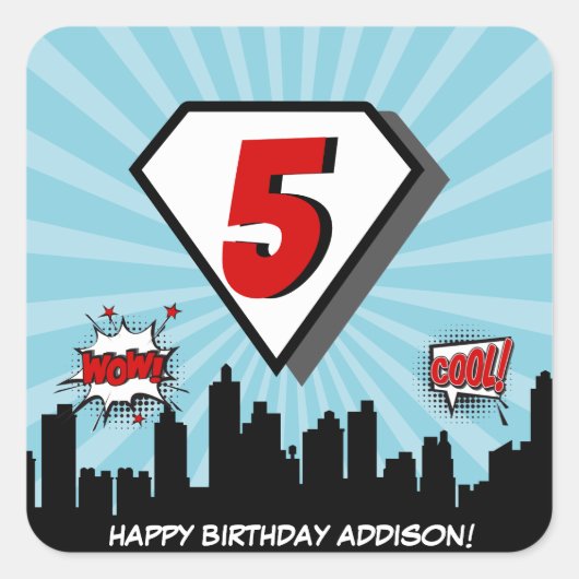 Sticker pour la fête d'anniversaire de Superhero C (Devant)