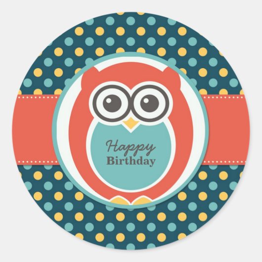 Sticker pour la fête d'anniversaire Polka Dot Owl (Devant)