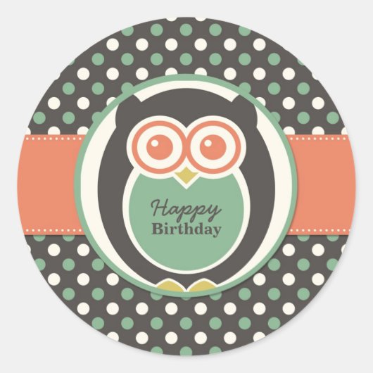 Sticker pour la fête d'anniversaire Polka Dot Owl (Devant)