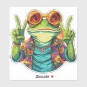Sticker pour la paix Hippie Frog (Feuille)