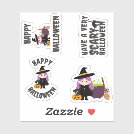 Sticker pour la sorcière mignonne Halloween (Feuille)