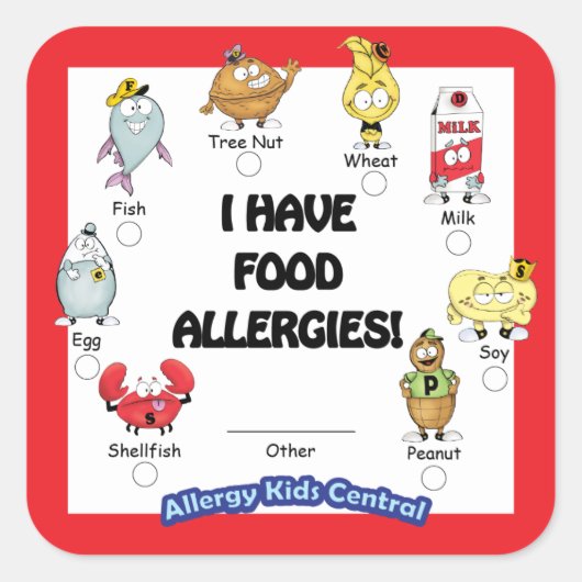 Sticker pour l'allergie alimentaire (Devant)