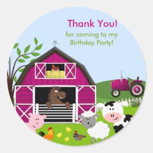Sticker pour l'anniversaire de Girl Barnyard Farm 