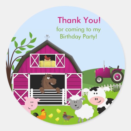 Sticker pour l'anniversaire de Girl Barnyard Farm (Devant)