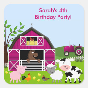 Sticker pour l'anniversaire de Girl Barnyard Farm 