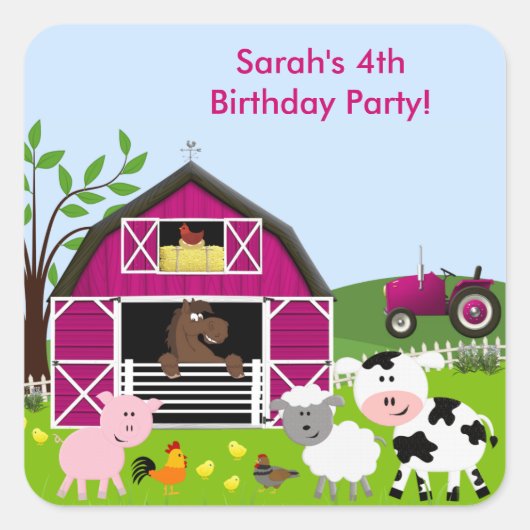Sticker pour l'anniversaire de Girl Barnyard Farm  (Devant)