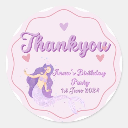 Sticker pour l'anniversaire de la mignonne sirène (Devant)