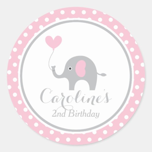 Sticker pour l'anniversaire de l'éléphant doux (Devant)