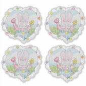 Sticker pour lapin de coeur et de fleurs (Devant)