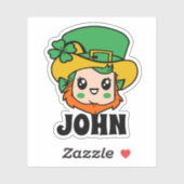 Sticker pour le nom de la Saint Patrick Leprechaun (Feuille)