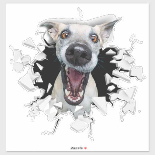Sticker pour le visage de chien drôle (Feuille)