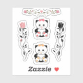 Sticker Pour les enfants, petits chatons, chat, rose et no (Feuille)