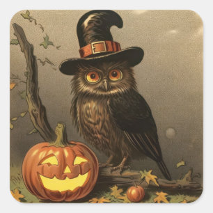 Sticker pour l'Halloween pour hibou et lanterne Ci