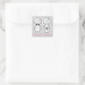 Sticker pour mariée en caricature rose et gris / S (Sac)