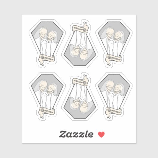 Sticker pour mariées de squelette (Feuille)