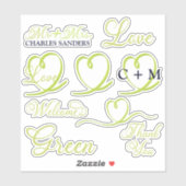 Sticker pour monogramme cardiaque typographique (Feuille)