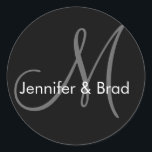 Sticker pour monogramme pour mariée mariage<br><div class="desc">Enveloppe d'invitation Seal_Initial,  monogramme,  lettres et monogramme initial Sticker noir et gris personnalisable</div>