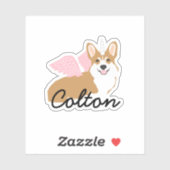 Sticker pour nom de animal de compagnie de Corgi U (Feuille)