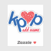 Sticker pour nom Kpop Love en rouge & bleu (Feuille)
