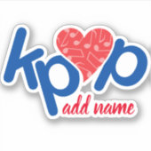 Sticker pour nom Kpop Love en rouge & bleu (Devant)