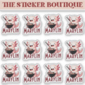 Sticker pour nouilles de mangeur Axolotl de nom pe (Devant)