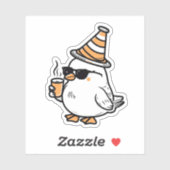 Sticker pour oiseaux au café mignon - Vibes douill (Feuille)