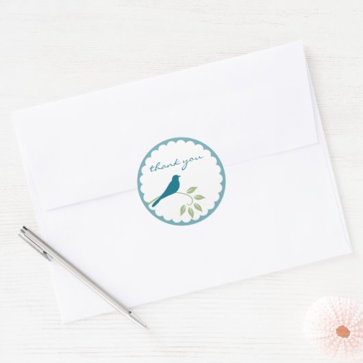 Sticker pour oiseaux bleus - Merci (Enveloppe)