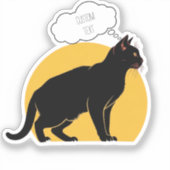 Sticker pour ordinateur portable Chat et Lune noir (Recto)