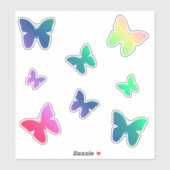 Sticker pour papillon arc-en-ciel | Mignons papill (Feuille)