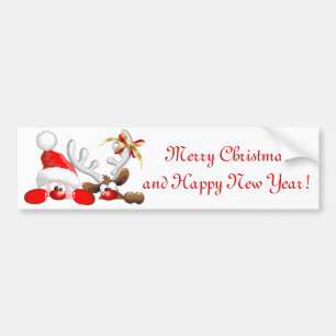 Sticker pour pare-chocs amusant Père Noël et Reind