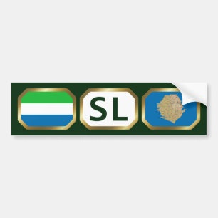 Sticker pour pare-chocs Sierra Leone Flag Map