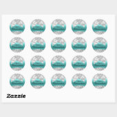 Sticker pour Parties scintillant Turquoise et bijo (Feuille)