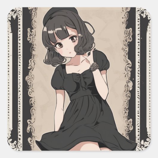 Sticker pour petite robe noire Anime - Flair artis (Devant)