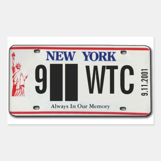 Sticker pour plaque de licence 911 Memorial NY 2 (Devant)