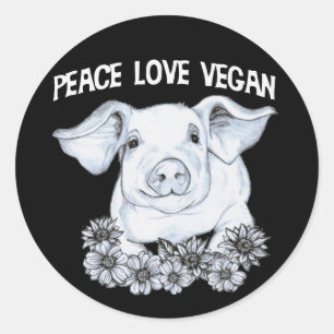 Sticker pour porc végétal Peace Love