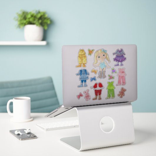 Sticker pour poupée-robe-A-Blonde (Ordinateur portable sur le bureau)