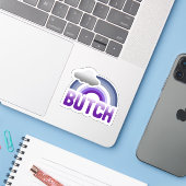 Sticker pour Pride Lesbienne Butch (Ordinateur portable avec iPhone)