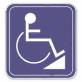 Sticker pour rampe en fauteuil roulant bleu désact (Devant)