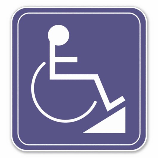 Sticker pour rampe en fauteuil roulant bleu désact (Devant)