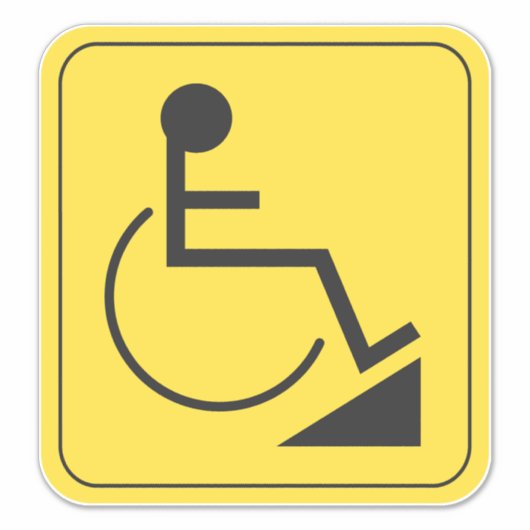 Sticker pour rampe en fauteuil roulant Jaune (Devant)