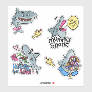 Sticker pour requins caricaturaux amusants