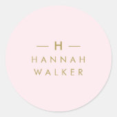 Sticker pour sceau à enveloppe rose et or monogram (Devant)