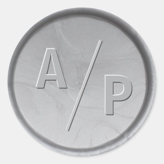 Sticker pour sceau de cire argentée des initiales  (Devant)